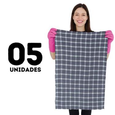Imagem de Kit de 5 e 10 Pano de Chão Grande de Limpeza Xadrez 50x70 Saco Duplo 1