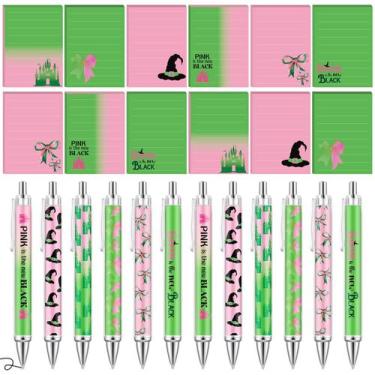 Imagem de Conjunto de cadernos e canetas Gilprop Witch, rosa, verde, 24 unidades