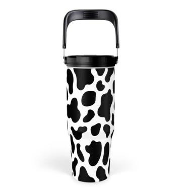 Imagem de Vaso Térmico SANDJEST 30oz con Estampado de Vaca, Asa y Sorbete Abatib
