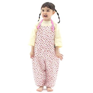 Imagem de Macacão infantil impermeável – alças ajustáveis, calça leve para chuva, bagunça e lama, Morango rosa, G