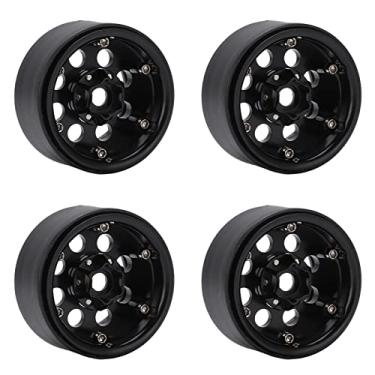 Imagem de Zhjvihx Cubo de Roda Beadlock de 1,9 Polegadas, Cubo de Roda Beadlock de Carro de Alta Simulação 1/10 RC,9 Polegadas 8 Furos Redondos para Carro RC /10 (Preto)