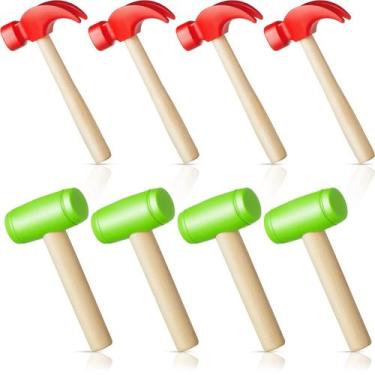 Imagem de Toy Hammer Deekin Simulation, plástico de madeira pequeno, 8 peças