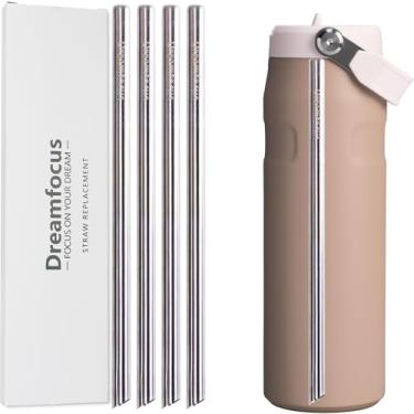 Imagem de Dreamfocus Canudo de metal de substituição de aço inoxidável para Stanley IceFlow Aerolight Canudo flip 2.0 garrafa 680 g pacote com 4