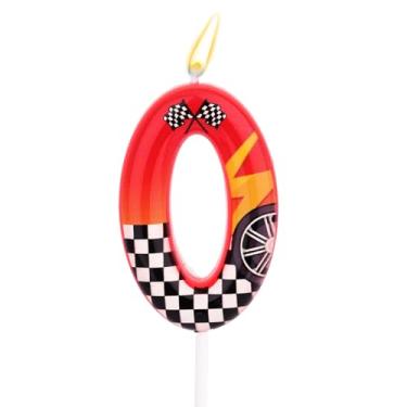 Imagem de Velas Aniversário com Tema Corrida, Velas com Números Corrida Design Roda Xadrez Vermelho Preto e Branco Decorações de Bolo Aniversário Adequadas para Festas Infantis (0)