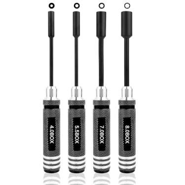 Imagem de GDOOL RC Hex Nut Driver Set Repair Tool Kit 4.0/5.5/7.0/8.0mm Hexagonal Head Nut Socket Wrench Screwdrivers for Hobby RC Quadcopter Helicopter FPV Drone Car Airplane(Black)