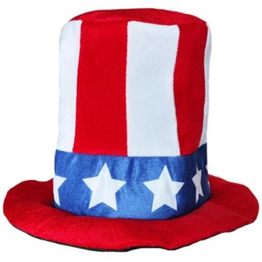 Imagem de CBLUO Boné patriótico de 4 de julho, vermelho, azul, branco, bandeira americana, estrela, tio Sam, chapéu feminino de festa para o dia da independência, festival de desfile de Halloween, cosplay