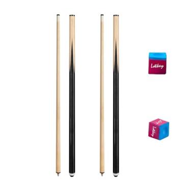 Imagem de LOTKEY Taco de sinuca, conjunto de 2 tacos de bilhar de 122 cm para profissionais, bastões de bilhar para adultos, barra de casa de 425 g com 2 giz de bilhar