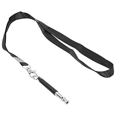 Imagem de GOWENIC Apito para Treinamento de Cães, Controle Ultrassônico Ajustável de Latidos, Plástico Rígido de Metal, Compacto, Durável, Com Cordão (Preto com corda)