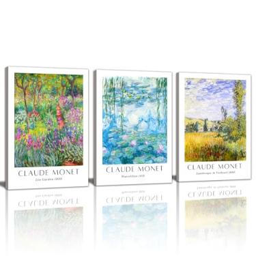 Imagem de WENGTIAO Impressão de arte de parede em tela de Claude Monet Monet Iris pinturas a óleo paisagem de jardim vintage reprodução impressionista pôsteres imagens de lírios de água clássicos arte para sala