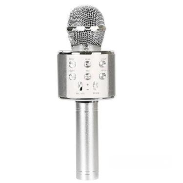 Imagem de Microfone Karaokê Bluetooth Efeito Voz Modo Gravação Função Selfie (Prata)