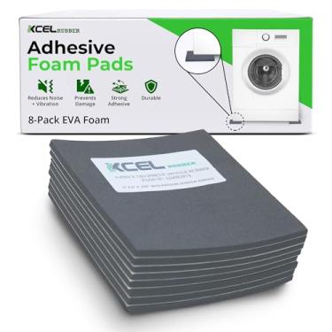 Imagem de XCEL Conjunto De 8 Almofadas Antivibração Multiuso Cinza Com Autoadesivo – Proteção Para Móveis E Eletrodomésticos – Almofada De Espuma De Borracha De Célula Fechada, 6” X 6” X ¼”