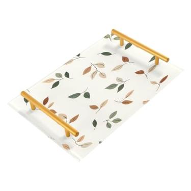 Imagem de Wassud Bandeja de banheiro temática de outono com alças organizador de perfume de acrílico para banheiro, quarto, cozinha, balcão de 30 x 20 cm