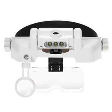 Imagem de uhyOHF Lupa, lupa de faixa de cabeça com luz LED, 8 x 1,5 x lentes removíveis para leitura, lupa de joias, relógio e reparo eletrônico (