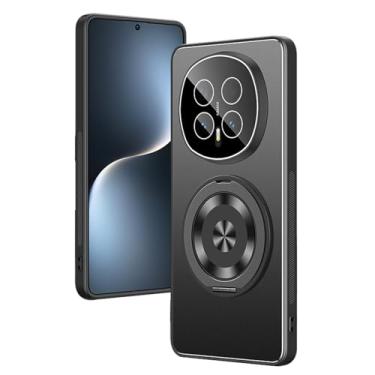 Imagem de LYJSMGZ Capa magnética para Huawei Honor Magic 8 Pro/Magic 8, proteção de lente de metal com rotação de 360°, capa com suporte à prova de choque, fosco, antiimpressões digitais, preta, Majic 8 Pro
