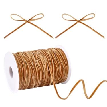 Imagem de HOBBIESAY Arcos de árvore de Natal de 65 jardas, fita dourada fina de veludo, fita vintage com face singal, guirlanda de porta, decoração de arco para decoração de Natal, enfeite de casamento