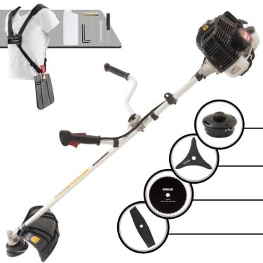 Imagem de Roçadeira Profissional Lateral Kawashima Kw43le À Gasolina 43cc 1,7hp + Faca 2 Pontas Duraline 330mm 2,7mm + Faca 80 D