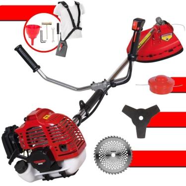 Imagem de Roçadeira Profissional Lateral Kawashima Kw52l À Gasolina 52cc 2,5hp Com Faca 3 Pontas + Faca 40 Dentes Duraline 255mm