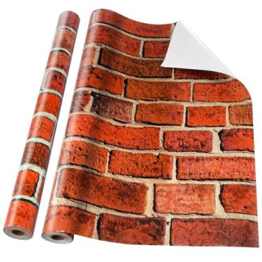 Imagem de Tenceur Rolo de papel de embrulho de 61 cm x 30 metros de papel de presente de Natal para quadro de avisos decorativo resistente ao desbotamento (101 cm x 30 metros, estilo tijolo vermelho vintage)