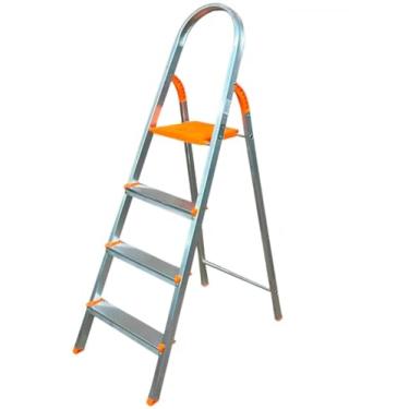 Imagem de Escada De Alumínio Banqueta Domestica Residencial 3 4 Degraus Reforçada Banqueta 2- Altura Ajustável para Tarefas Altas (Até 150kg)(ESCADA 4)
