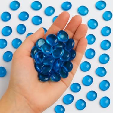 Imagem de Pedra Gema de Vidro Decorativa 250g Para Vasos, Arranjos, Aquários, Terrários, Festas e Artesanato - Brucaro Prime (Azul Claro)