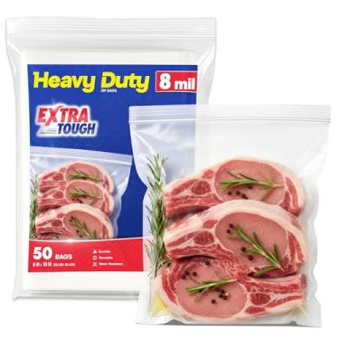 Imagem de Sacos de armazenamento resistentes com fecho de correr, sacos de plástico com zíper de 8 mm, bolsa de armazenamento de poliéster reutilizável, bolsa superior com vedação com zíper para alimentos