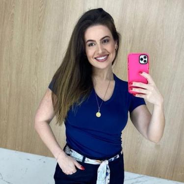 Imagem de Baby look feminina plus size de viscolycra - Pavin, Azul marinho, M