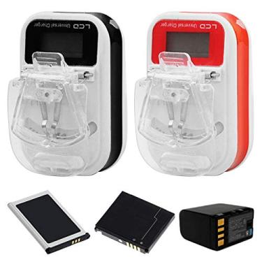Imagem de VizGiz Pacote com 2 carregadores universais de bateria para todos os tipos de baterias, adaptador de alimentação USB LCD para câmera de celular retrô de lítio Nokia Siemens Samsung Ericsson Alcatel