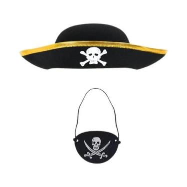 Imagem de Chapéu De Pirata Para Adultos E Crianças Com Patches De Olho De Caveir