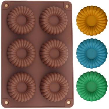 Imagem de EPYHREHM 6 moldes de chocolate de silicone para rosquinha de cavidade molde de doces de guirlanda de flores para geleia de chocolate