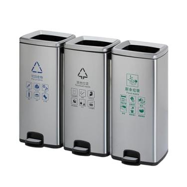 Imagem de Lixeira de aço inoxidável, lixeira grande com tampa, lata de lixo externa, lixeira de alta capacidade para lixeira classificada para banheiro, quarto, escritório doméstico (90 L)