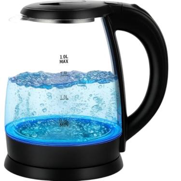 Imagem de Chaleira de Vidro Premium Elétrica 110Volts 1,8Litros – Design Transparente com LED Azul, Aquecimento Rápido 1100W - Base Rotativa 360° e Desligamento Automático - Moderna Durável e Elegante