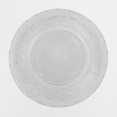 Imagem de Prato para Bolo de Vidro Transparente com Padrão Decorativo em Relevo Design Floral Clássico