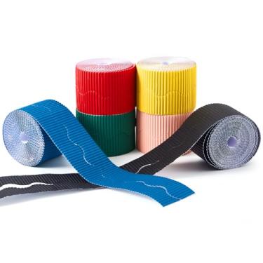 Imagem de Harloon 6 rolos de bordas recortadas para quadro de avisos decorativo para sala de aula, quadro de avisos, decoração de pôster para professores, estudantes, armário de parede de cortiça branca (6