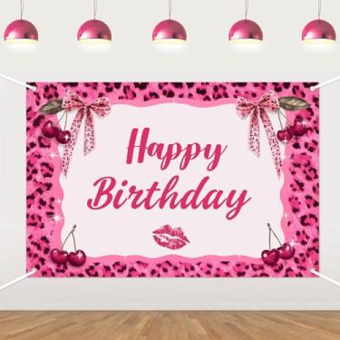 Imagem de Pano de fundo rosa com estampa de guepardo, decoração de festa de aniversário, laço rosa, tema de guepardo, faixa com estampa de leopardo, coquete, fundo fotográfico, para meninas, mulheres, artigos