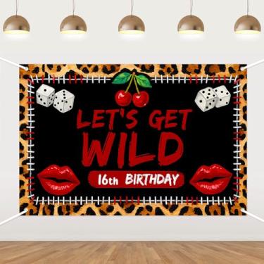 Imagem de Pano de fundo de aniversário de 16 anos com estampa de leopardo, fundo fotográfico retrô misto com estampa de animal para mulheres, adultos, decorações de festa de aniversário, banner, adereços