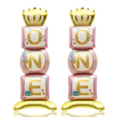 Imagem de Pacote com 2 balões gigantes de 116 cm com coroa - balões rosa reveladores de gênero para decorações de festa de aniversário | chá de bebê, celebração de meninas e meninos, 1º aniversário, formatura