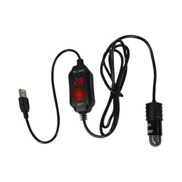 Imagem de Aquecedor De Aquário Mini Ajustável Com Carregamento USB Termostato Su