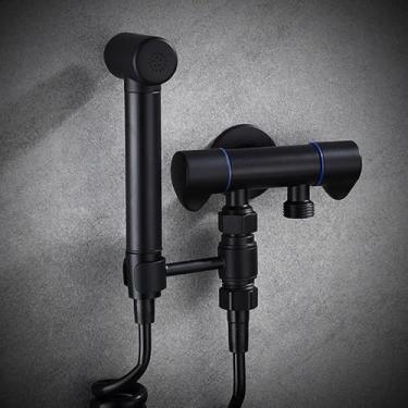 Imagem de Torneira misturadora de bidê de latão preto torneiras de chuveiro de banheiro bidê pulverizador de vaso sanitário bidê lavador de vaso sanitário misturador chuveiro muçulmano Ducha Higienica (amarelo)