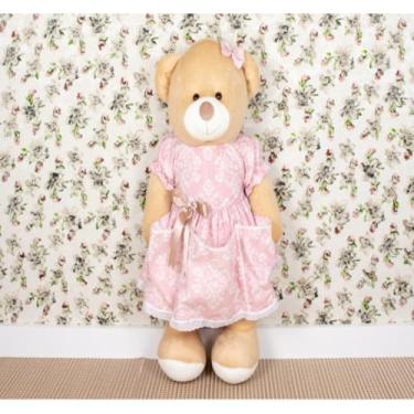 Imagem de PELUCIA URSO PORTA FRALDAS 65 CM VESTIDO FLORAL - ENFEITE QUARTO DE BEBE (FLORAL PROVENÇAL ROSE)