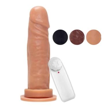 Imagem de Prótese Maciça Com Vibro E Ventosa 17,5 X 4,2Cm Brinquedo Adulto Dildo Realista Grosso VVN10 (PRETO)