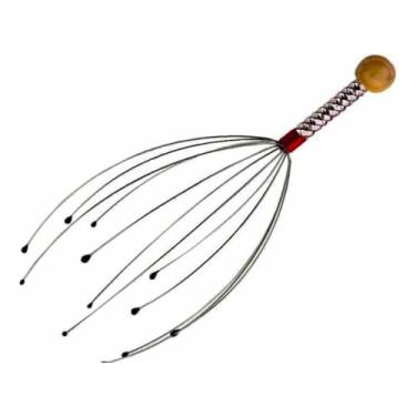 Imagem de Massageador de Cabeça Capilar 12 Hastes em Aço Inox | Cafuné Relaxante para Alívio de Estresse e Dores de Cabeça | Estimulador de Couro Cabeludo Terapêutico Manual | Acessório de Relaxamento PortátilMassageador