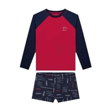 Imagem de Conjunto Infantil Menino Proteção UV 50+ Onda Marinha Vermelho-Masculino