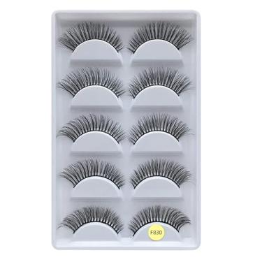 Imagem de Cílios postiços Wispy Cílios postiços aparência natural curto fofo cílios de vison falso Wispies Ripple Strip pacote de cílios, 5 pares (F830-8-13mm)