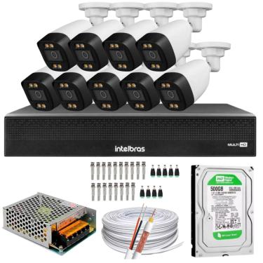 Imagem de Kit 9 Câmeras Color Dvr Intelbras 1016-C C/Hd 500gb