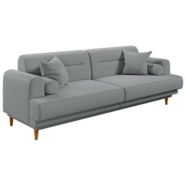 Imagem de Sofá Living Coimbra 2,20m Em Linho Pés Em Madeira Cor Chumbo 2343