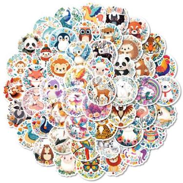 Imagem de Adesivos de animais desenhados à mão, 50 peças, lindos decalques de vi