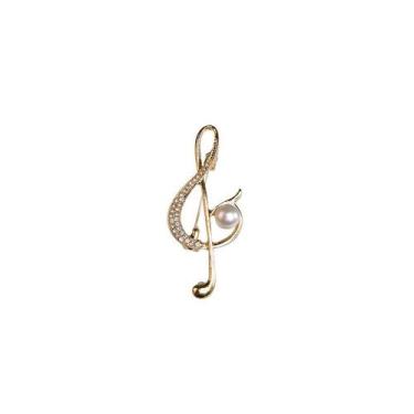Imagem de Broche Pins Creative Music Note com detalhes em pérola e strass - Yiwe