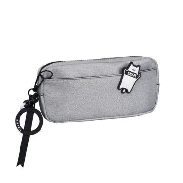 Imagem de Estojo de lápis genérico minimalista brilhante prateado iridescente - 