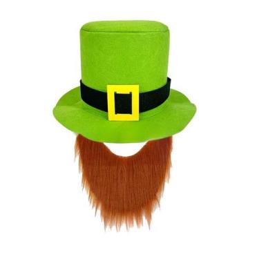 Imagem de Chapéu de feltro verde do Dia de São Patrício com fivela e urso amarel