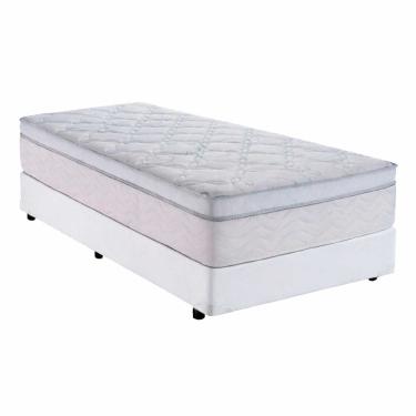 Imagem de Cama Box Solteiro 88 Sintético Branco Com Colchão Toronto Molas Ensacadas Branco D33 32cm